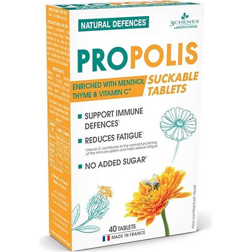 ثري تشينز بروبوليس غني بالمنثول والزعتر وفيتامين سي لتخفيف التهاب الحلق 40قرص