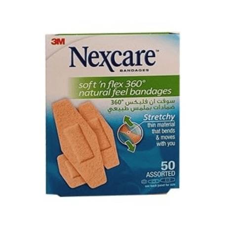 نكسكير سوفت ان فليكس 360 ضمادات بملمس طبيعي 50لاصقة متنوعة