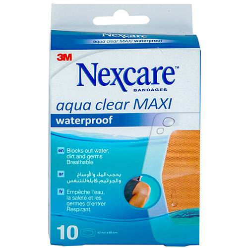 نكسكير اكوا كلير ماكسي ضمادات شفافة قابلة للتنفس مقاومة للماء 10لاصقات