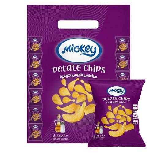 ميكي رقائق بطاط بنكهة الملح والخل 19.2جم 20حبة
