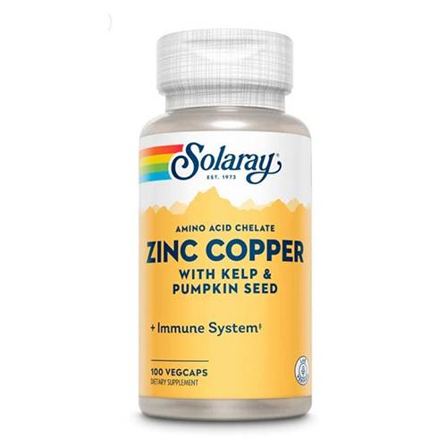 سولاراي الزنك والنحاس مع عشب البحر وبذور اليقطين مكمل غذائي 100كبسولة نباتية