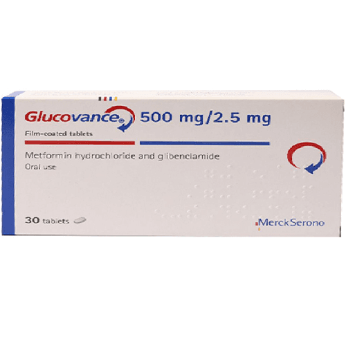 جلوكوفانس 500مجم/2.5مجم لضبط مستوى السكر في الدم لمرضى السكري من النوع الثاني 30قرص مغلف