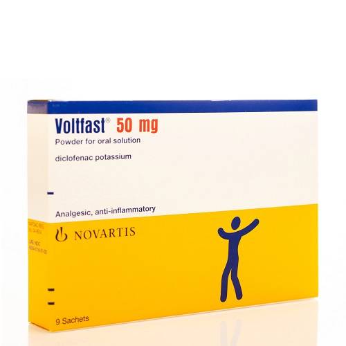 فولتفاست 50مجم ديكلوفيناك بوتاسيوم محلول فموي مسكن ومضاد للالتهابات 9اكياس