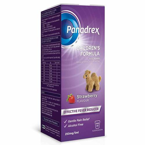 بانادريكس شراب معلق باراسيتامول 250مجم/5مل للاطفال من عمر 5الي12سنة خافض فعال للحرارة بالفراولة 100مل