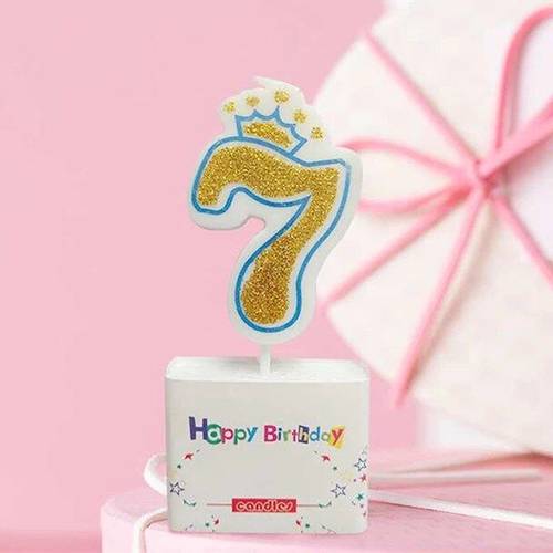شمعة تاج عيد ميلاد سعيد رقم 7 زرقاء للاولاد