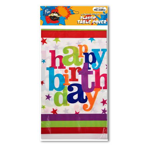 فان مفرش بلاستيكي طاولة عيد ميلاد سعيد 132×220سم