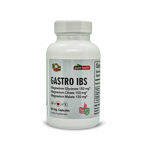 بيور هيلث جاسترو اي بي اس مكمل غذائي للتخلص من مشاكل الجهاز الهضمي 60كبسولة نباتية