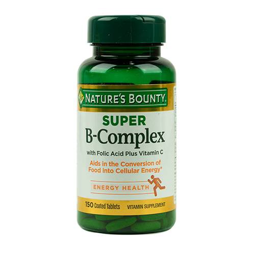 نايتشرز باونتي سوبر بي مركب مع حمض الفوليك بلس فيتامين سي لتعزيز الطاقة 150قرص مغلف