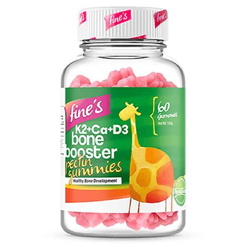 فاينز كي2+ كالسيوم+د3 مقوي العظام مكمل غذائي لنمو عظام صحيه للاطفال 60حلاو