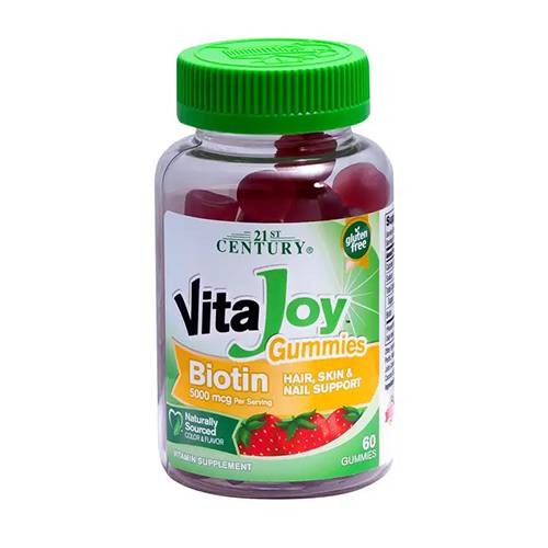 توينتي فيرست سينتشري فيتا جوي بيوتين 5000مكجم خالي من الجلوتين لدعم الشعر والبشرة والاظافر 60حلاو