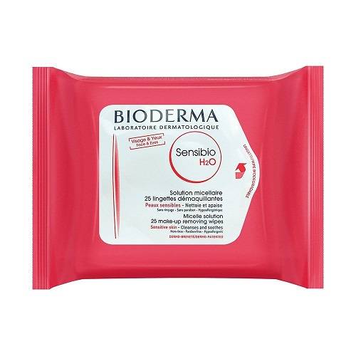 بيوديرما سينسيبيو اتش تو اوه مناديل ازالة مكياج 25منديل مبلل