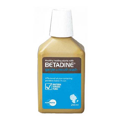 بيتادين غسول للفم وغرغرة لالتهاب اللثة وتخفيف القرحة 250مل