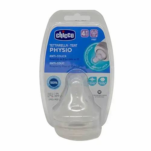 شيكو حلمة سيليكون للرضاعة بتدفق سريع من عمر4شهور فما فوق 2قطعة