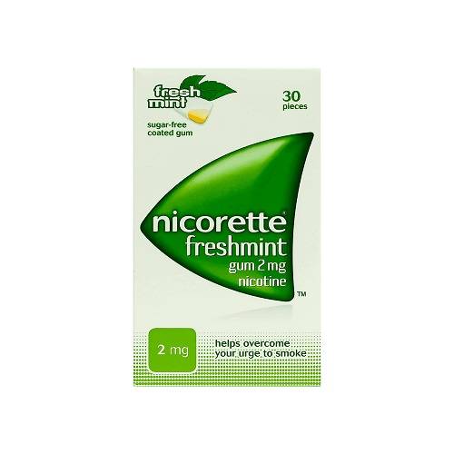 نيكوريت علكة بالنعناع المنعش 2مجم نيكوتين للمساعدة على الاقلاع عن التدخين 30قطعة
