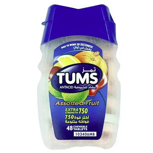تومز اقراص مضغ مضادة للحموضة بنكهة الفواكة 48حبة