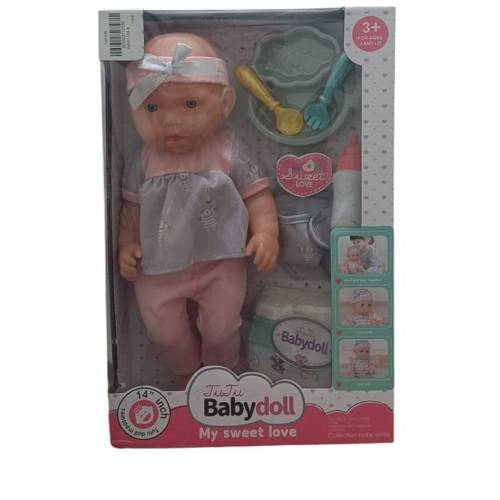 بيبي مع بامبرز واغراض طعام ابيض رقم.6282