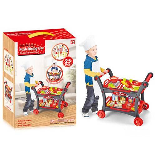 عربة طعام مع اغراض مطبخ احمر موديل رقم.1508A