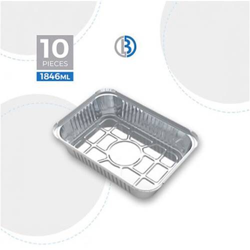 ماعون الومنيوم مستطيل مع غطاء كرتون 10حبة موديل رقم.83185