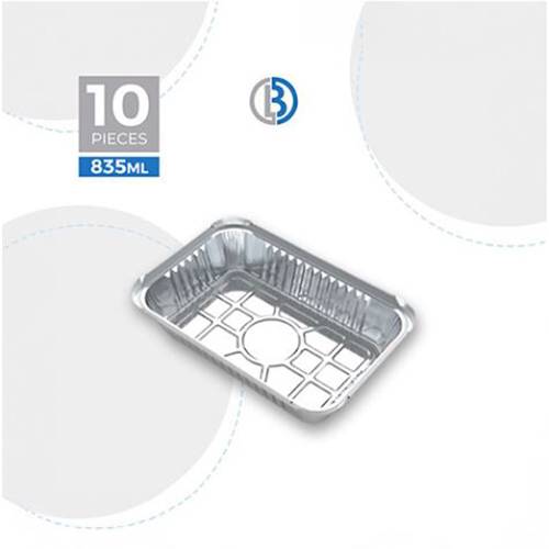 ماعون الومنيوم مستطيل مع غطاء كرتون 10حبة موديل رقم.8389