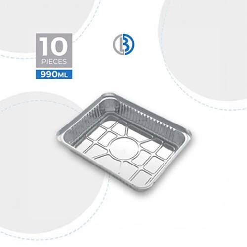 ماعون الومنيوم مستطيل مع غطاء كرتون 10حبة موديل رقم.83120