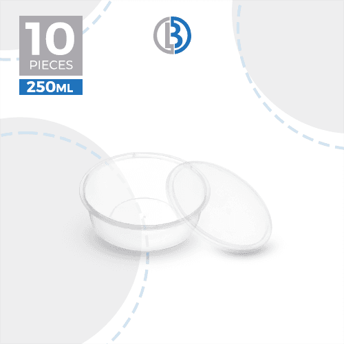 ماعون ميكرويف دائري مع غطاء شفاف 250مل 10حبة