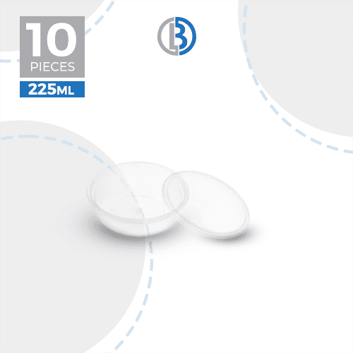 ماعون ميكرويف دائري مع غطاء شفاف 225مل 10حبة