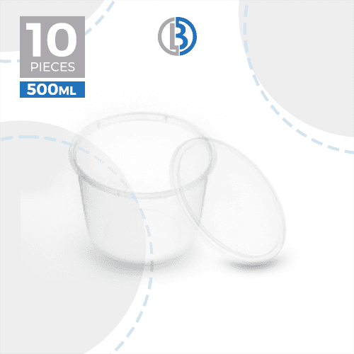 ماعون ميكرويف دائري مع غطاء شفاف 500مل 10حبة