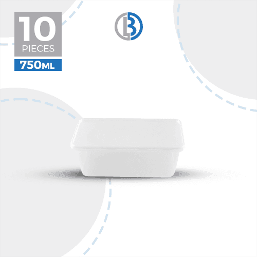 ماعون ميكرويف مستطيل مع غطاء شفاف 750مل 10حبة