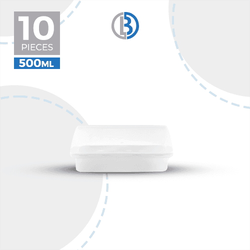 ماعون ميكرويف مستطيل مع غطاء شفاف 500مل 10حبة