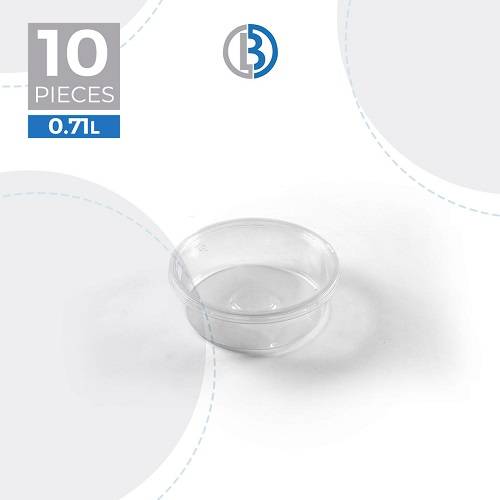 عبوة بلاستيكية مدورة الشكل مع غطاء سعة 0.71 لتر 10حبة موديل رقم.GPT24