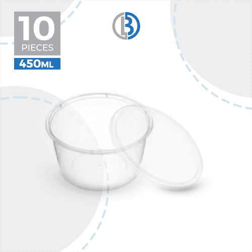 ماعون ميكرويف دائري مع غطاء شفاف 450مل 10حبة