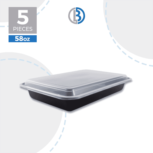 ماعون ميكرويف مستطيل مع غطاء 58اونصة 5حبة موديل رقم.RE-58