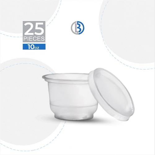 كوب ايس كريم بلاستيك شفاف 10اونصه قطر92مم 25حبة