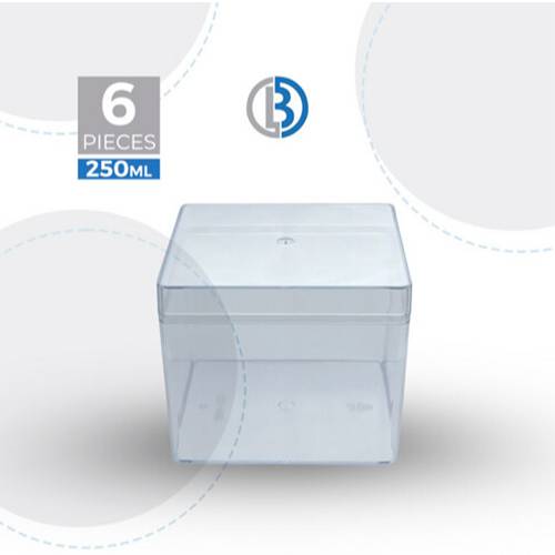 علبة كريستال مربعة بغطاء 250مل 6حبة موديل رقم.JNH-036