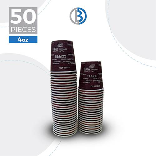 اكواب ورقية ملونة ذات جدار واحد مقاس 4اونص 50حبة