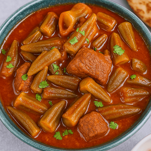 طاجن باميه باللحمه