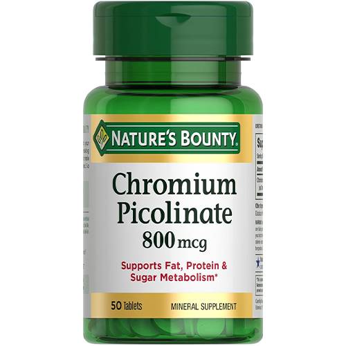 ناتشرز باونتي كروميوم بيكولينات 800مكجم يدعم ايض الدهون والبروتين والسكر 50قرص