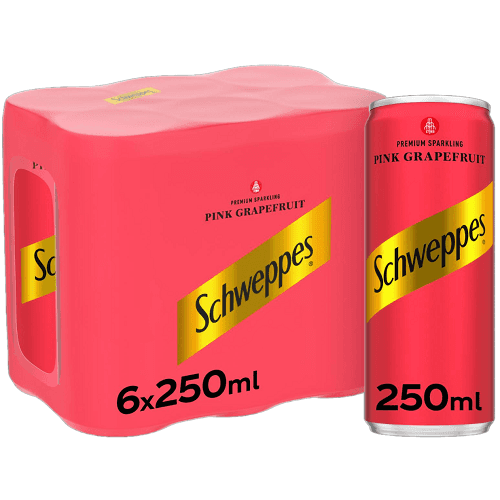 شويبس مشروب غازي فوار بنكهة الجريب الفروت الوردي 250مل 6حبة