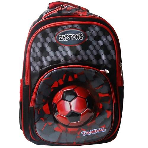 حقيبة مدرسية للاولاد وسط شكل كرة قدم حمراء