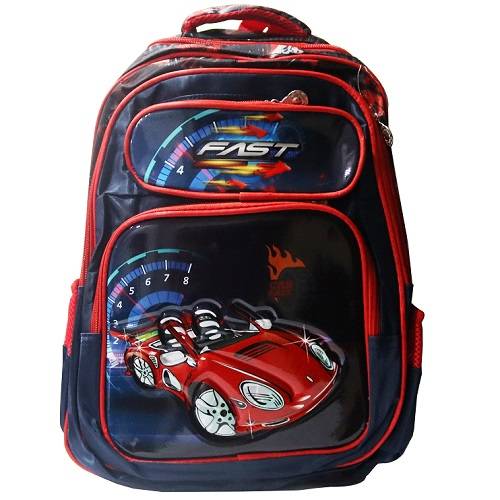 حقيبة مدرسية للاولاد وسط شكل سيارة