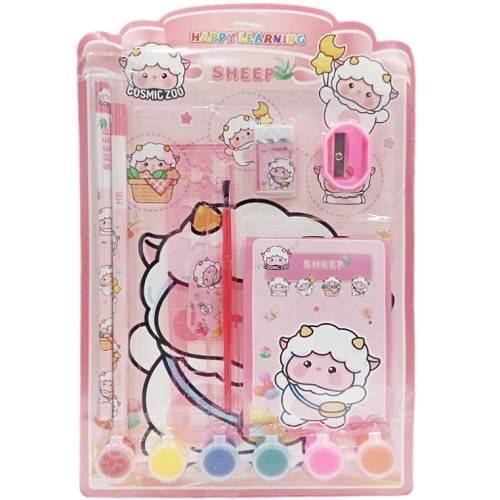 مجموعة ادوات مدرسية وردي رقم.9909