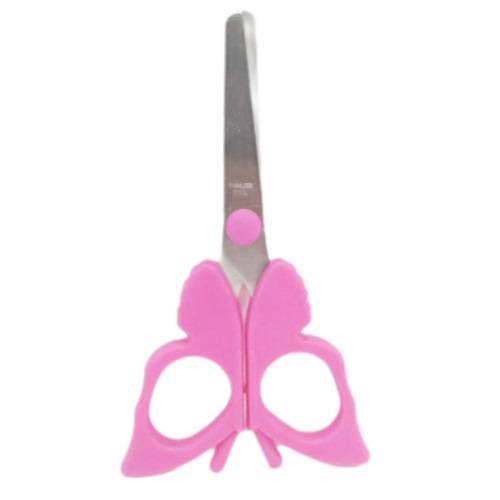 مقص ستانلس صغير بمقبض سيليكون لون وردي