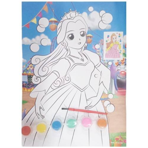 لوحة تلوين رسومات مختلفة مع فرشاه وزيت الوان 6حبة