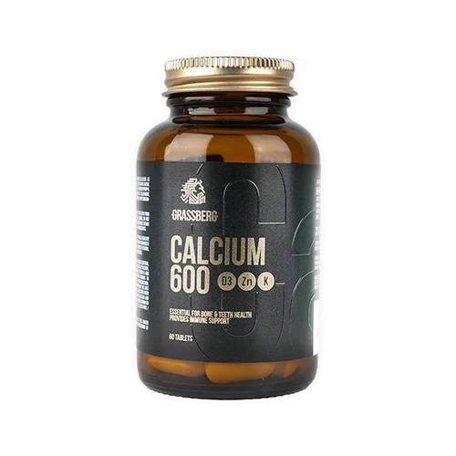 جراسبيرج كالسيوم 600 مع فيتامين د3 و ك وزنك لدعم صحة العظام والاسنان 60قرص