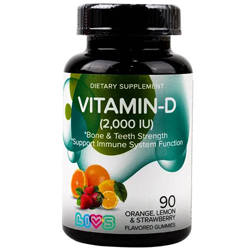 ليفز فيتامين د 2000IU بنكهات مختلفة يحتوي على فيتامين د2 لتقوية العظام ويعزز المناعة 90حلاو