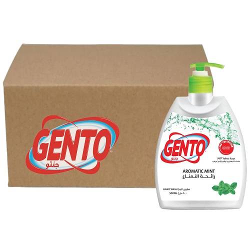 جنتو سائل غسول اليدين مضاد للبكتيريا برائحة النعناع 500مل 12حبة