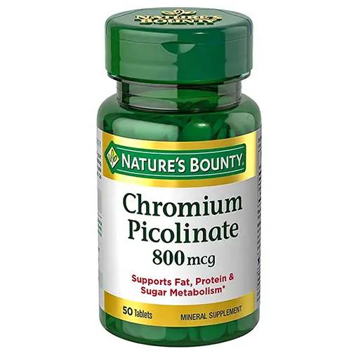 ناتشرز باونتي كروميوم بيكولينات 800مكجم يدعم ايض الدهون والبروتين والسكر 50قرص
