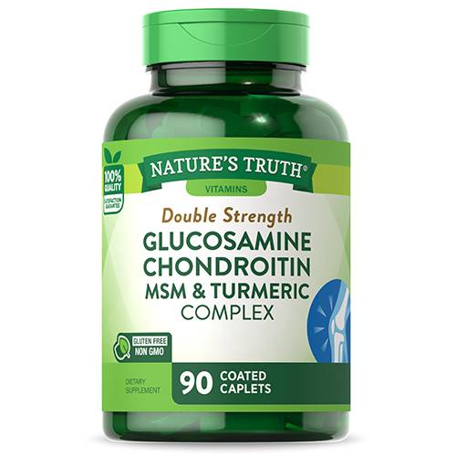 ناتشورال تروث مركب جلوكوزامين كوندرويتين ام اس ام مع تركيبة الكركم المزدوجة بقوة مضاعفة 90حبة 