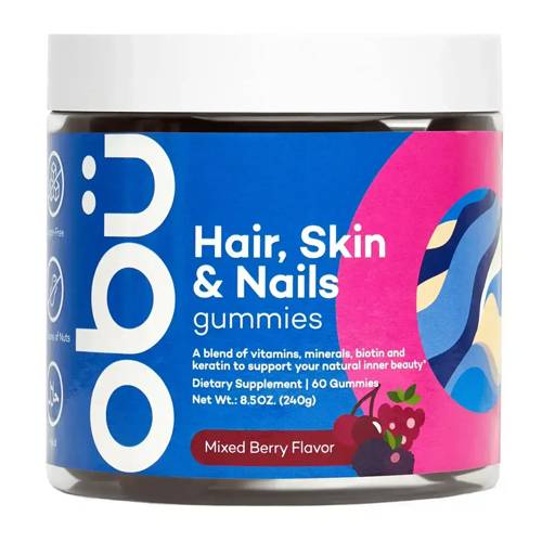 اوبو مكمل غذائي للعناية بصحة الشعر البشرة والاظافر بالتوت المشكل 60حلاو 240جم