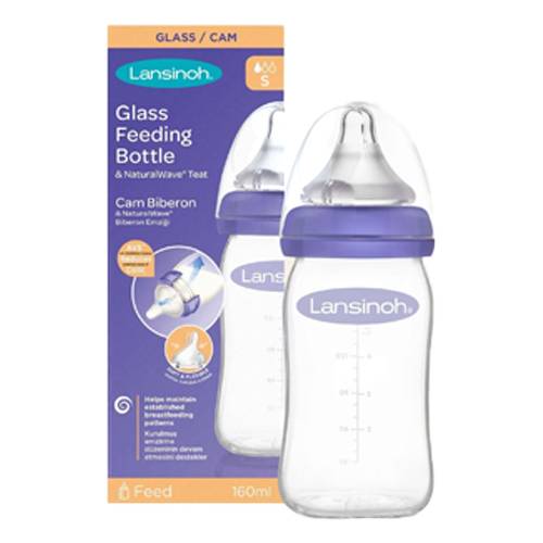لانسينوه زجاجة رضاعة زجاجية بموجة طبيعية وتدفق بطيئ 160مل